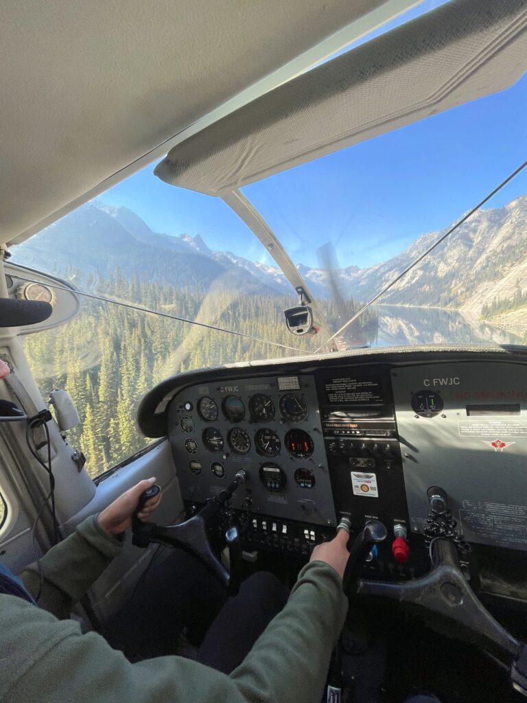 Cessna cockpit controls and student