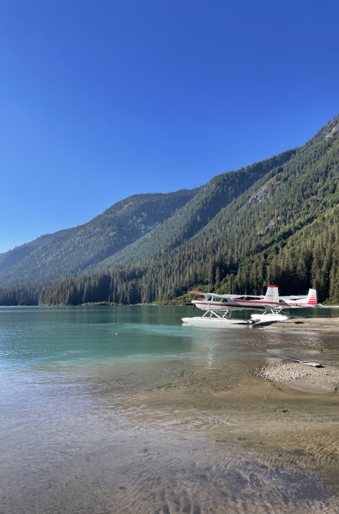 float planes on a lake in the Monashees