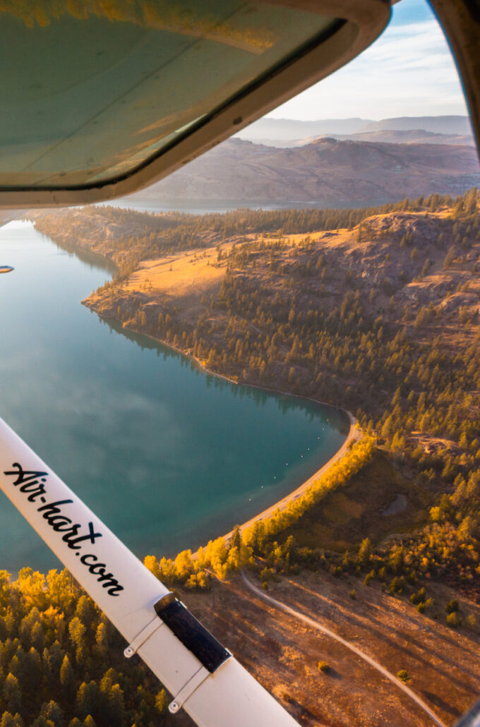 view of Kalamalka lake from the air